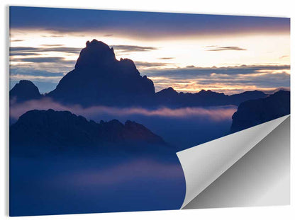 Dolomites Sunrise Silhouette Wall Art