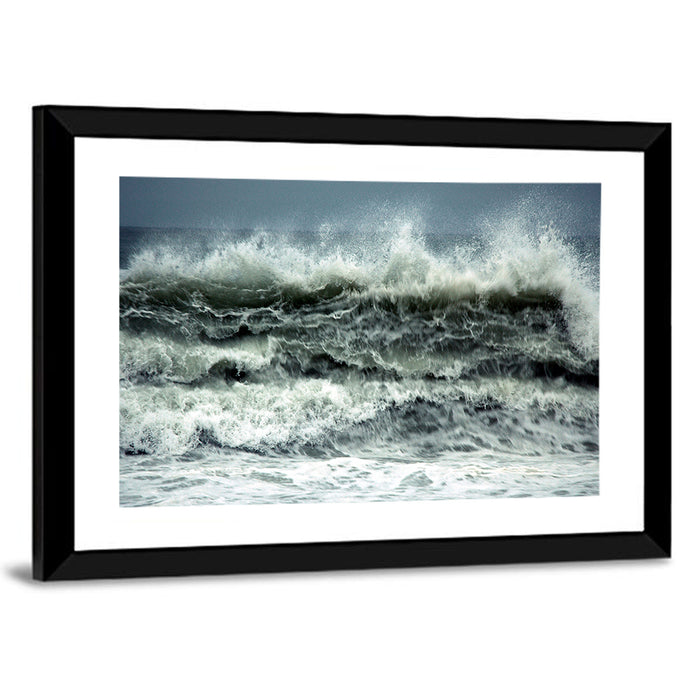 Stormy Coastline Wave Wall Art as a framed print
