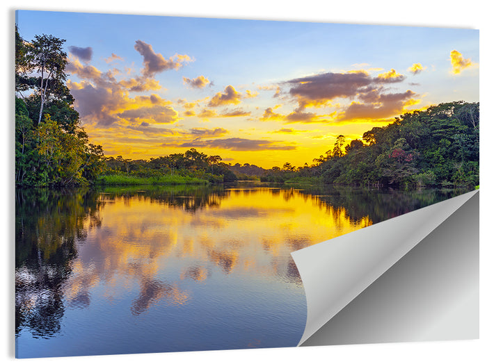 Amazon River Sunset Reflection Wall Art as a poster print