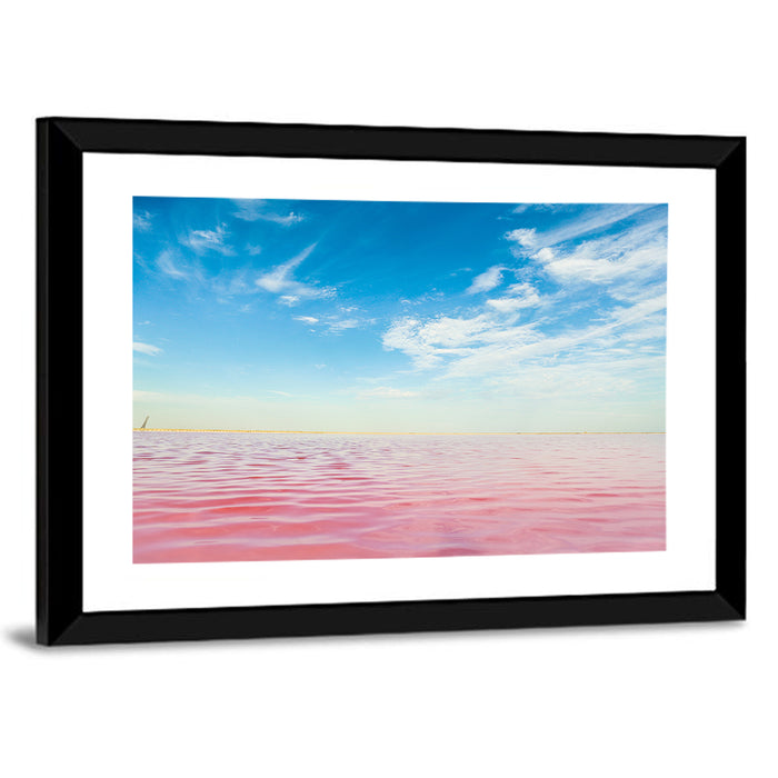 Pink Lake Horizon Wall Art as a framed print