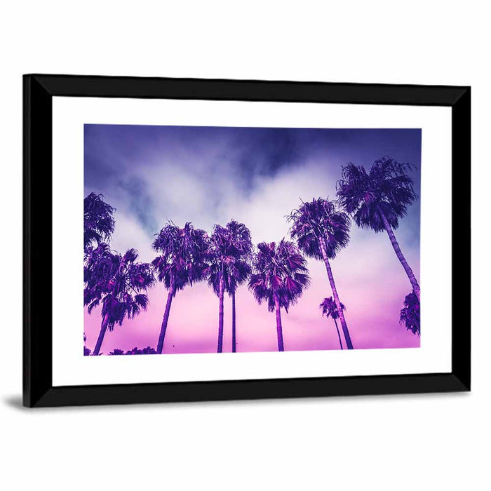 Venice Beach Palm Silhouettes Wall Art as a framed print