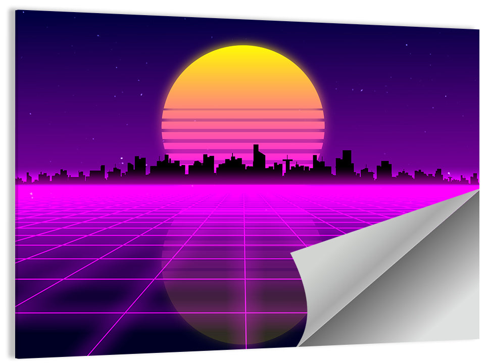 Neon Sunrise Skyline Wall Art