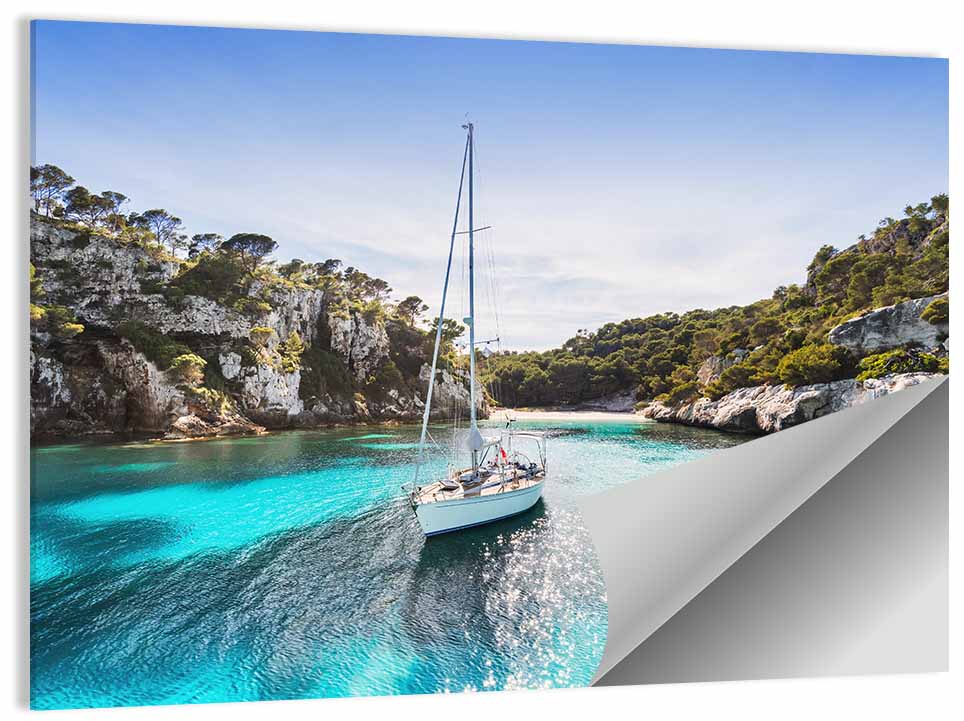 Menorca Cove Sailboat Wall Art