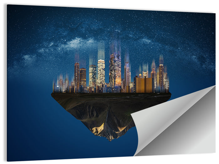Floating City Island Wall Art as a poster print
