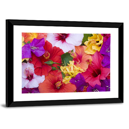 Tropical Bougainvillea and Hibiscus Bloom Wall Art