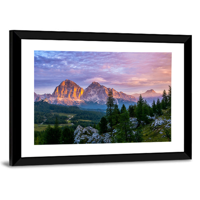 Cortina Dolomites Golden Hour Wall Art as a framed print