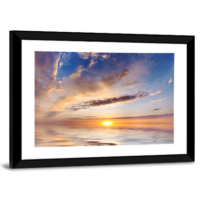 Sunlit Clouds Over Calm Sea Wall Art