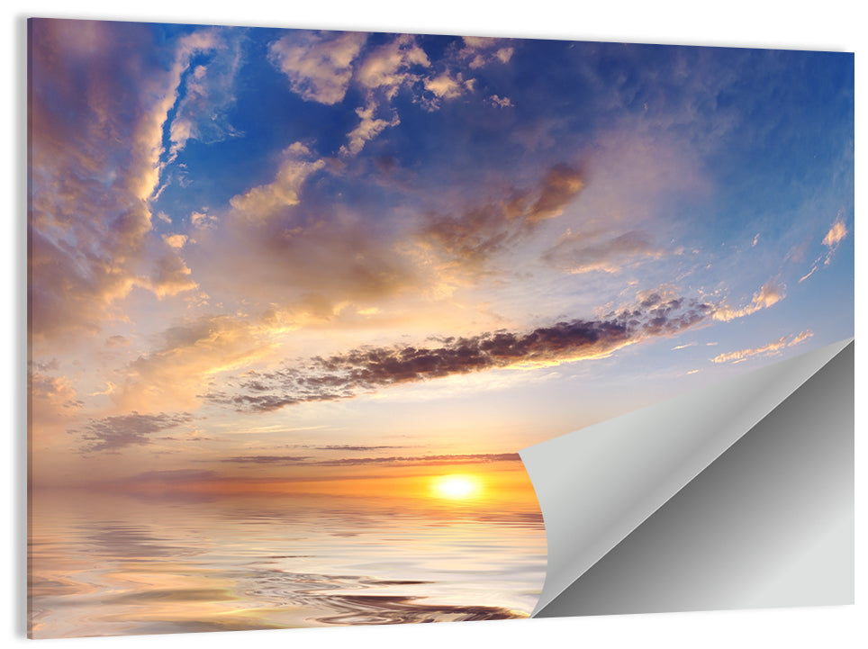 Sunlit Clouds Over Calm Sea Wall Art
