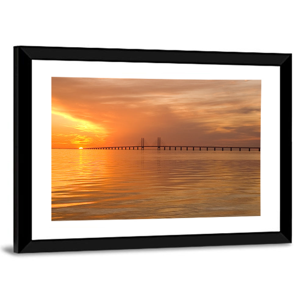 Øresund Bridge in Golden Light Wall Art