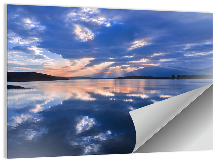 Cloudy Summer Lake Wall Art as a poster print