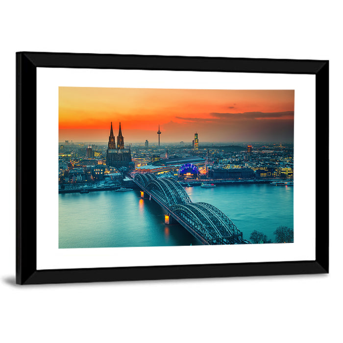 Hohenzollern Bridge at Dusk Wall Art as a framed print