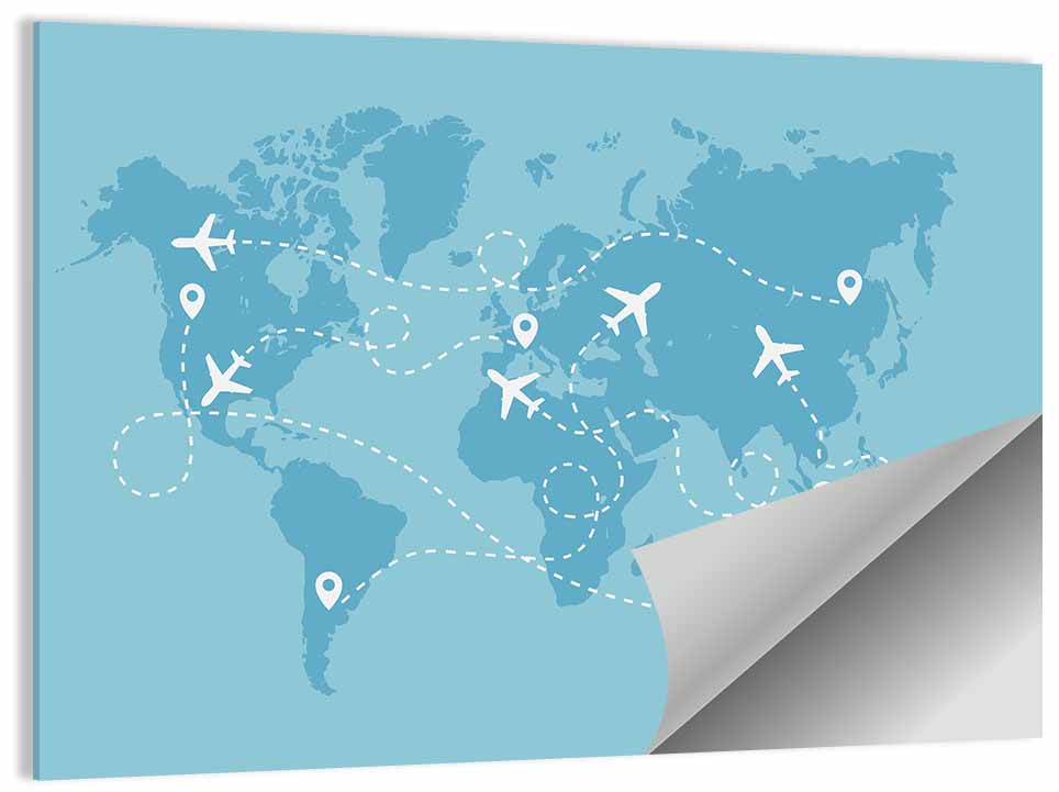 World Flight Routes Map Wall Art