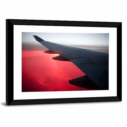 Angled Airplane Wing at Sunset Wall Art
