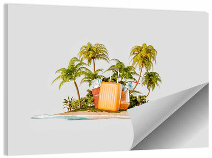 Tropical Island Vacation Illustration Wall Art