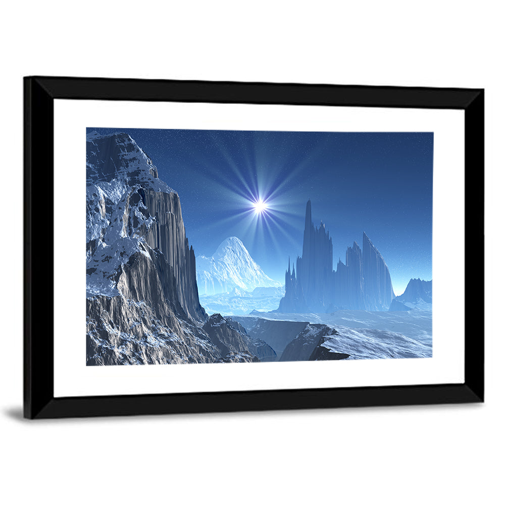 Nightfall on Frozen Alien World Wall Art