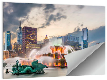 Buckingham Fountain and Chicago Skyline Wall Art