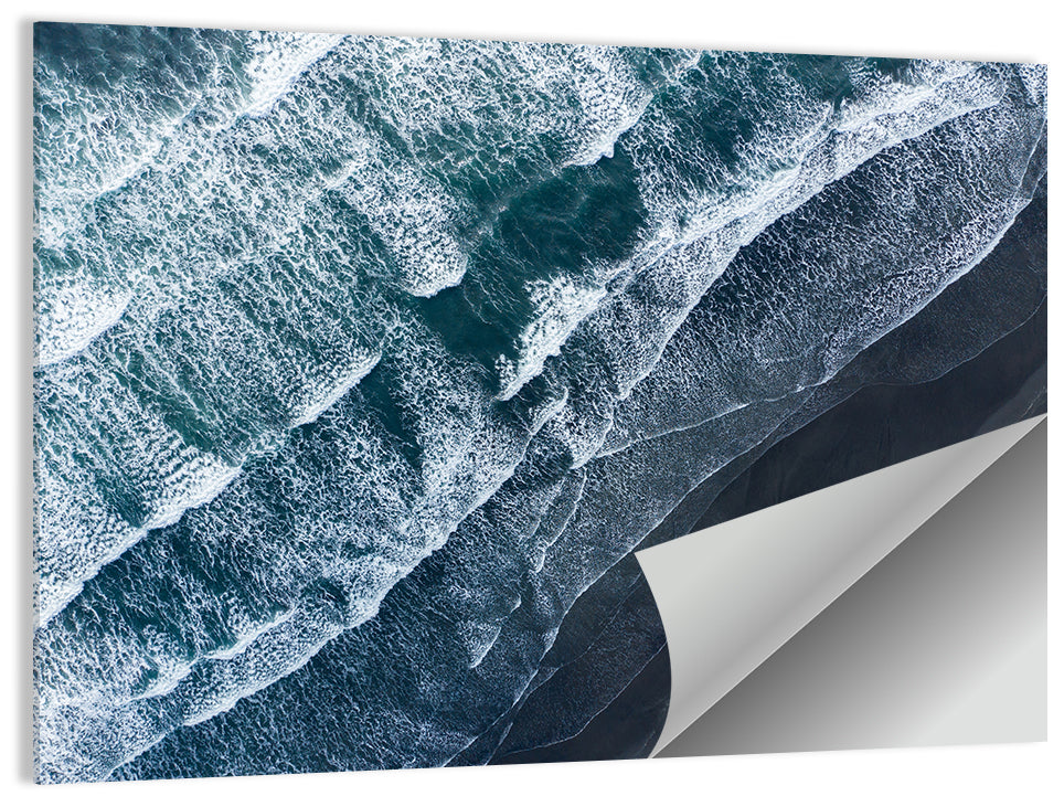 Volcanic Surf on Black Sand Wall Art