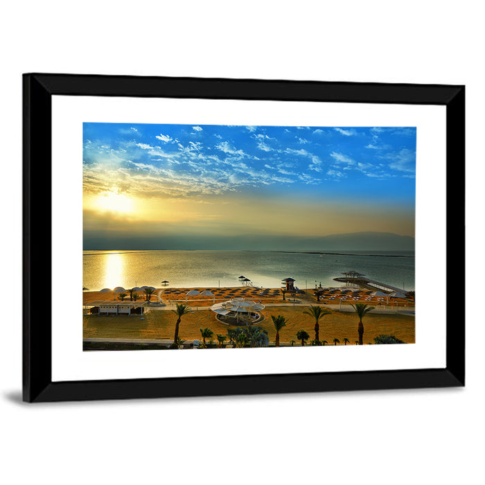 Dead Sea Sunset Wall Art as a framed print