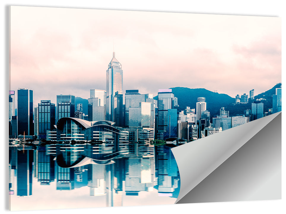 Victoria Harbour Sketch at Dusk Wall Art