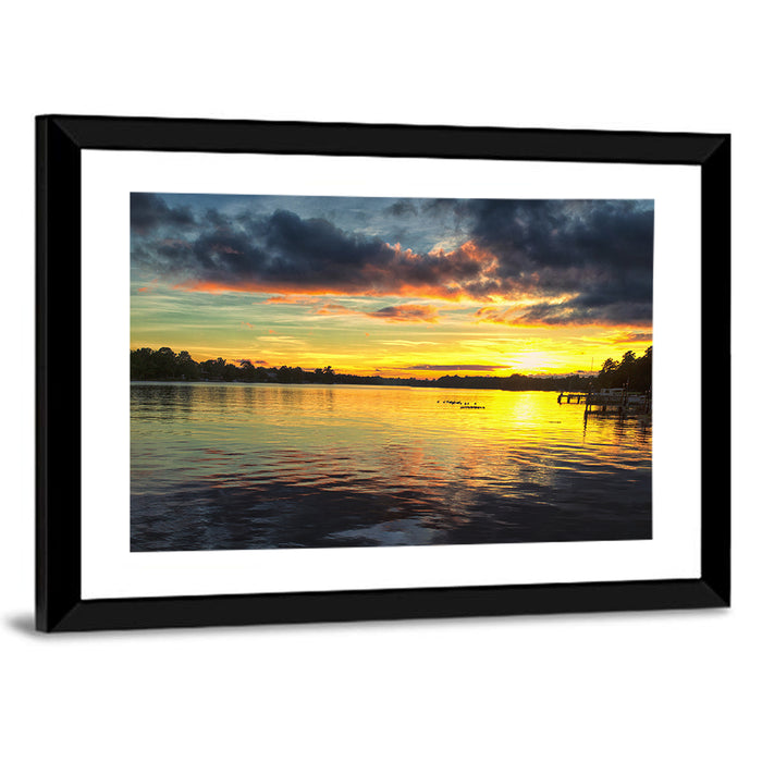 Lake Marion Sunset Wall Art as a framed print