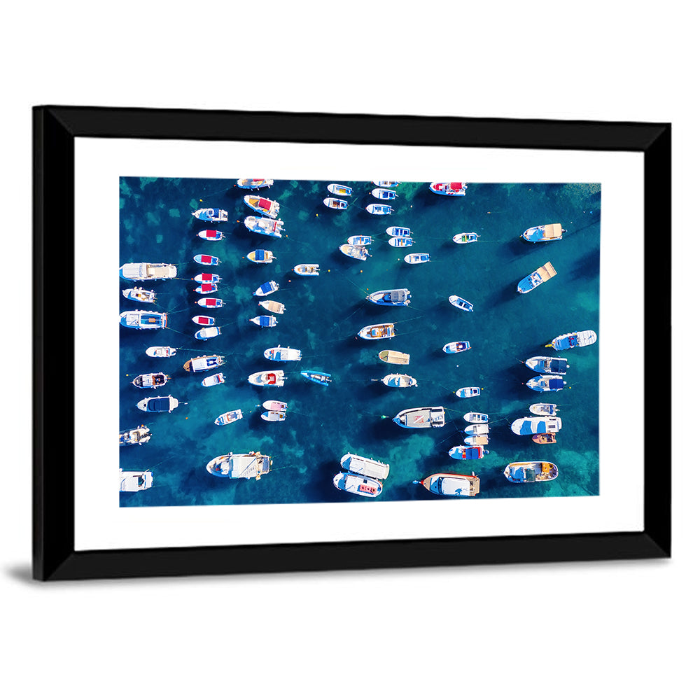 Aerial Boats Over Turquoise Sea Wall Art