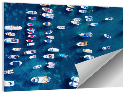 Aerial Boats Over Turquoise Sea Wall Art