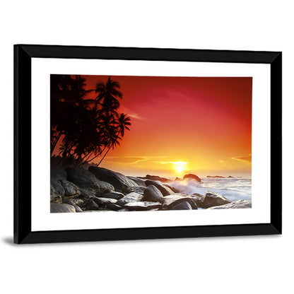 Tropical Island Sunset Wall Art