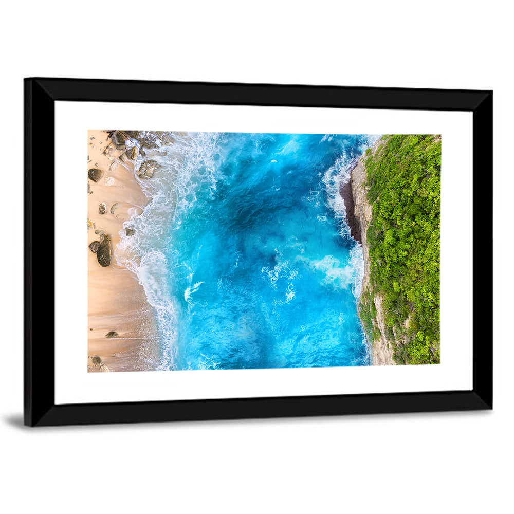 Aerial Turquoise Beach Cliffs Wall Art