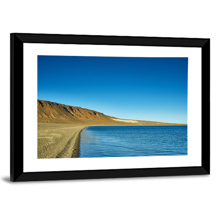 Khyargas Nuur Shoreline Wall Art as a framed print