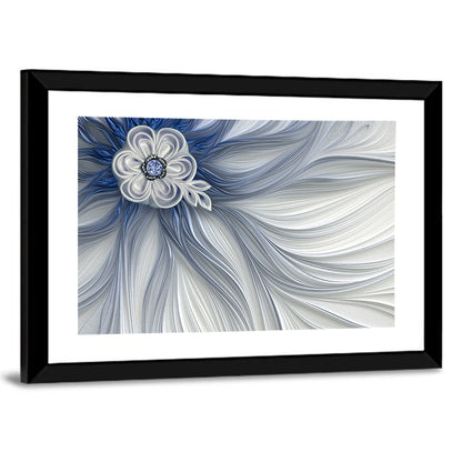Fractal Flower with Blue Crystal Wall Art