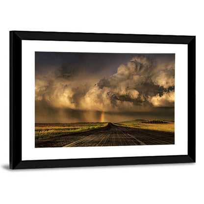 Rain-soaked Road to Rainbow Wall Art