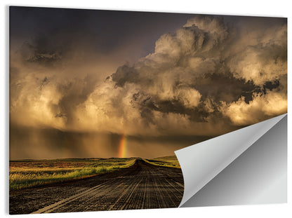 Rain-soaked Road to Rainbow Wall Art