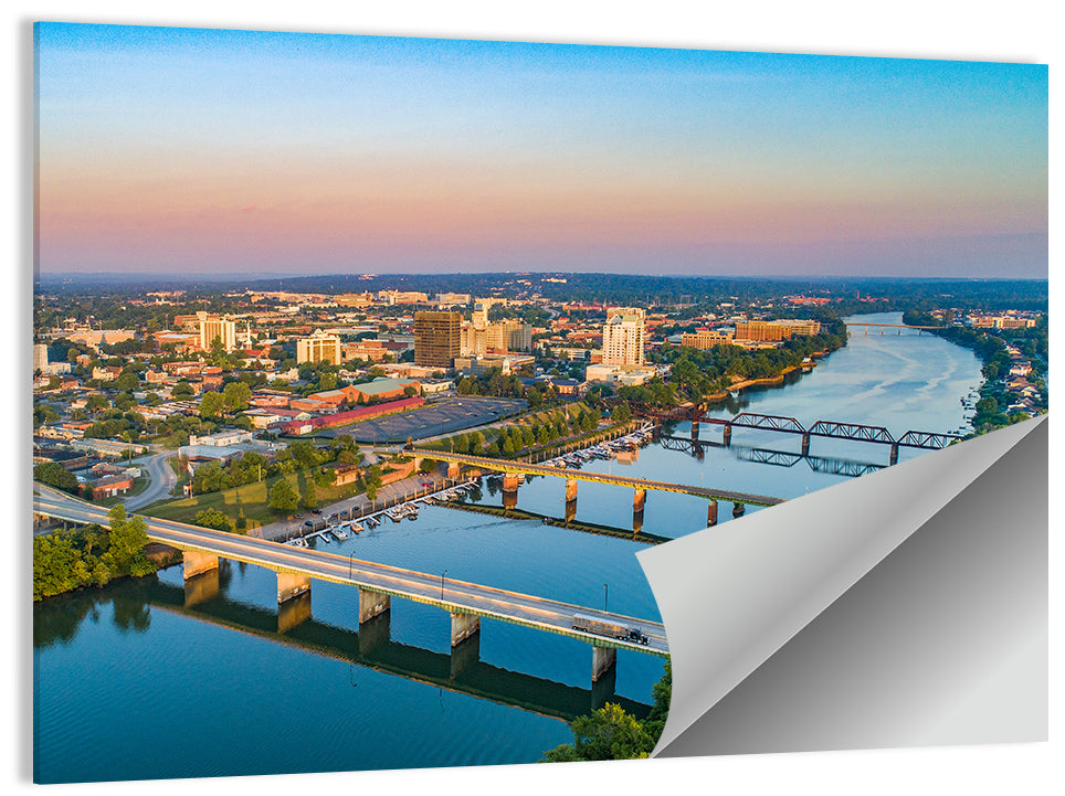 Augusta Savannah River Skyline Wall Art, poster print, landscape