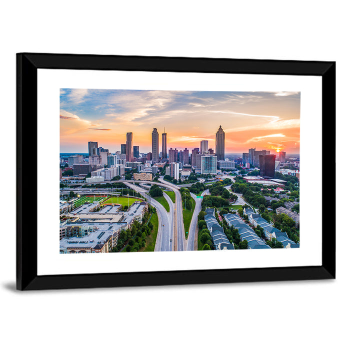 Downtown Atlanta Skyline Wall Art as a framed print