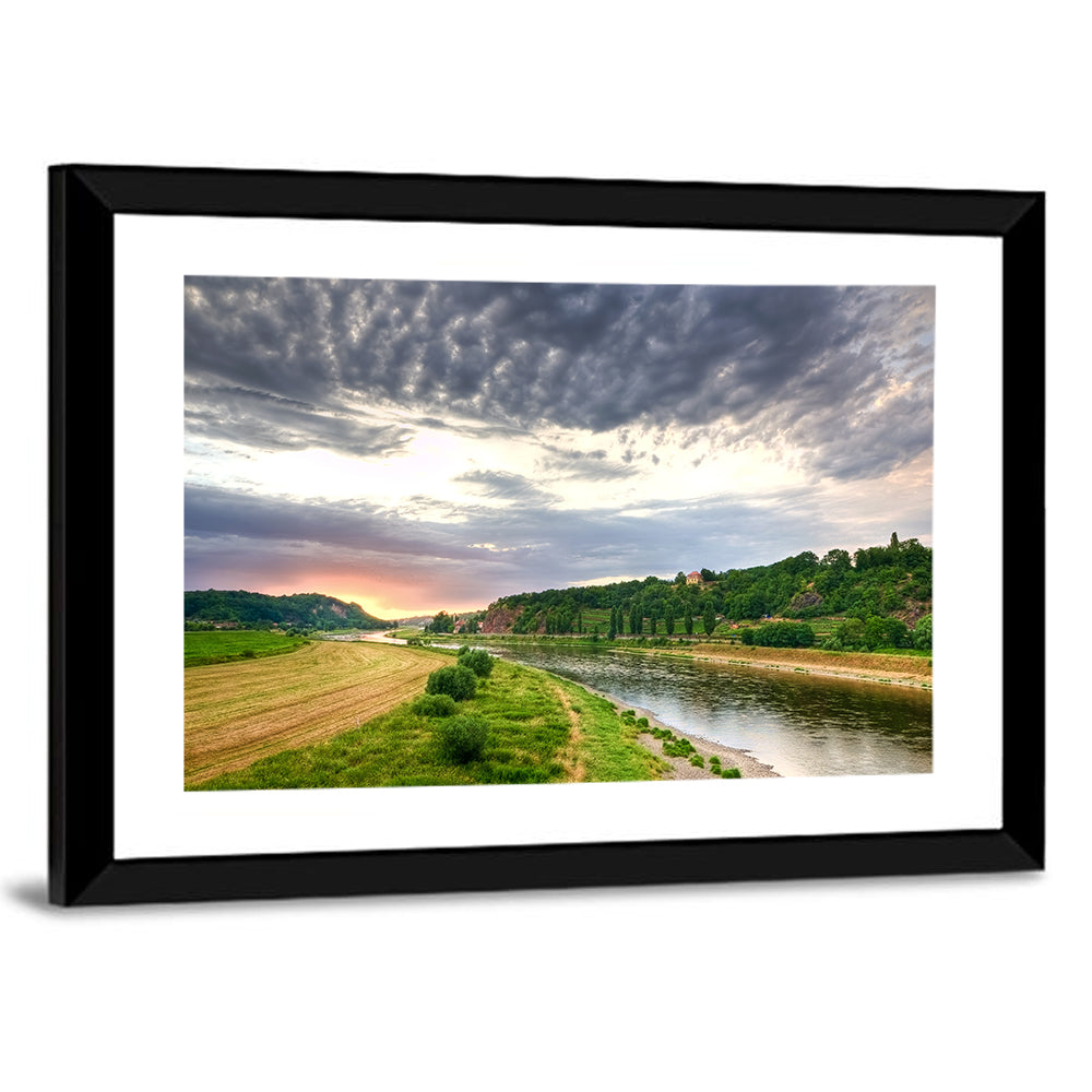Elbe River at Golden Hour Wall Art