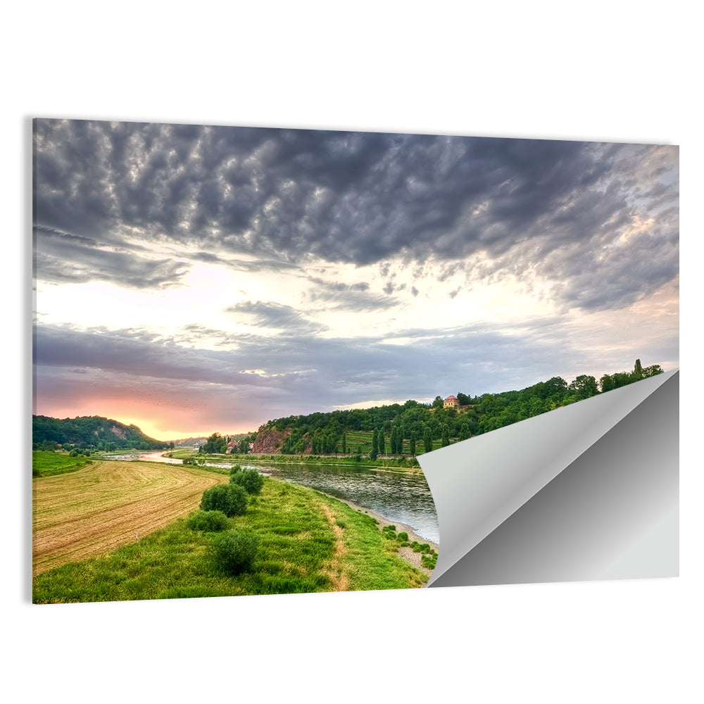 Elbe River at Golden Hour Wall Art