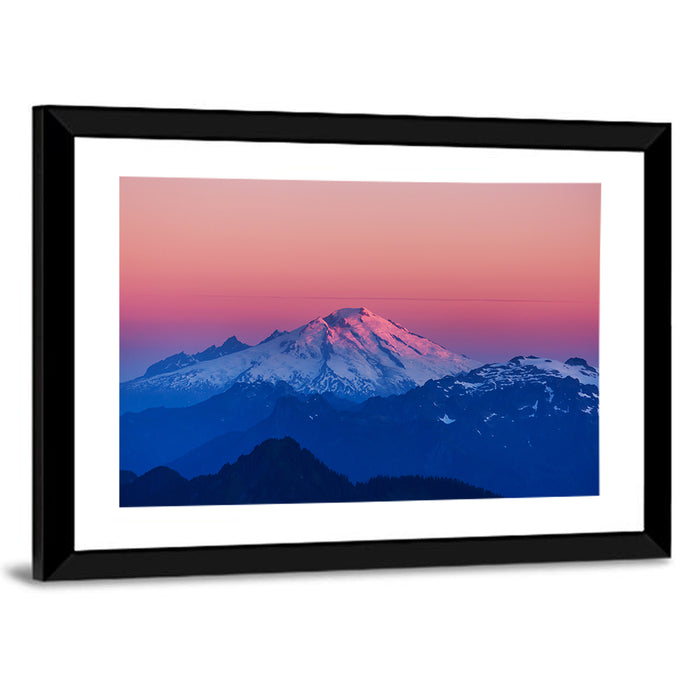 Mount Baker Alpenglow Wall Art as a framed print