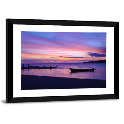 Malolo Island Sunset with Moored Boats Wall Art