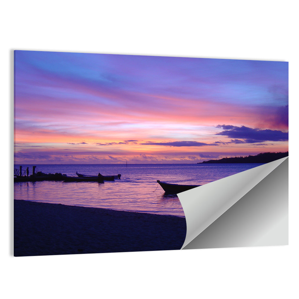 Malolo Island Sunset with Moored Boats Wall Art