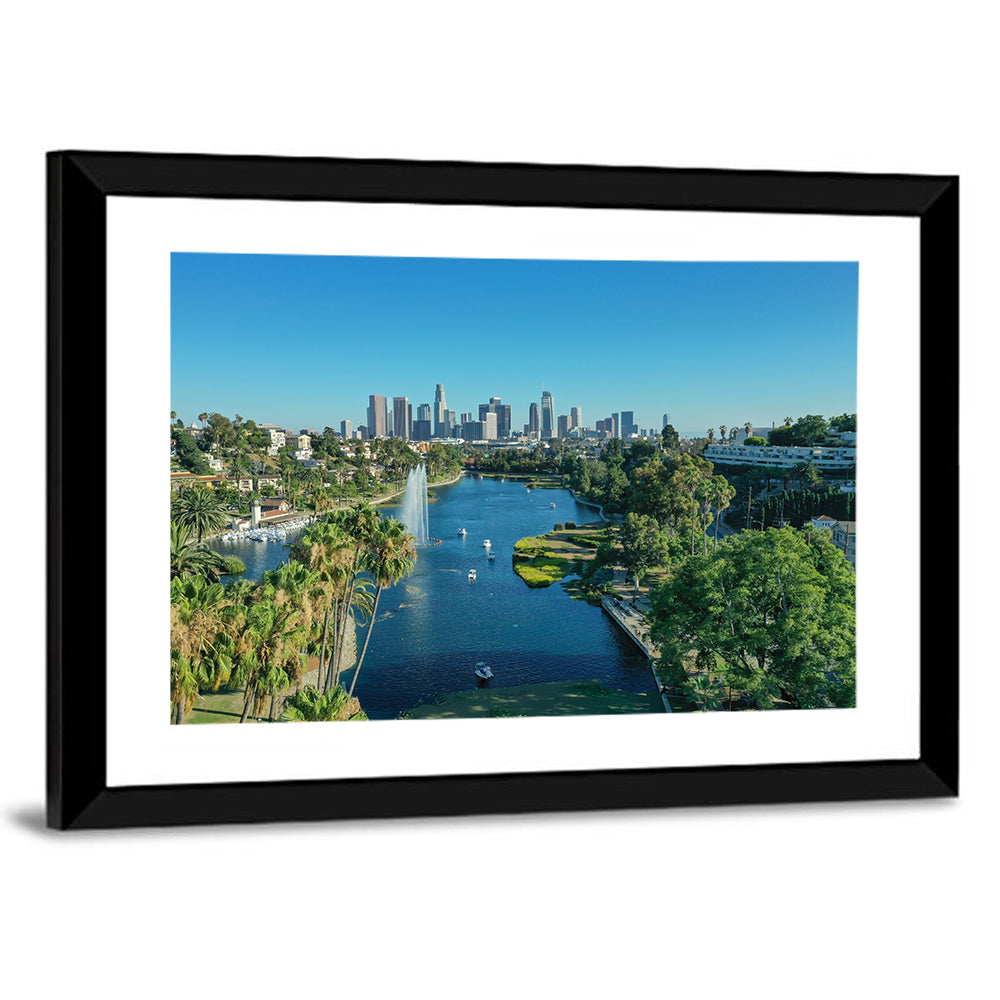 Echo Park Fountain and Downtown Skyline Wall Art
