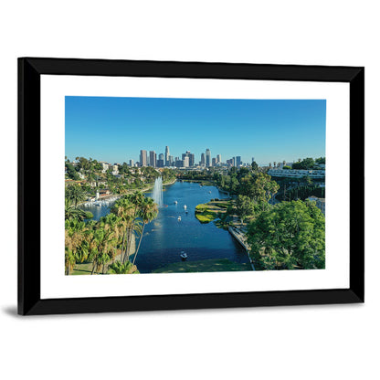 Echo Park Fountain and Downtown Skyline Wall Art