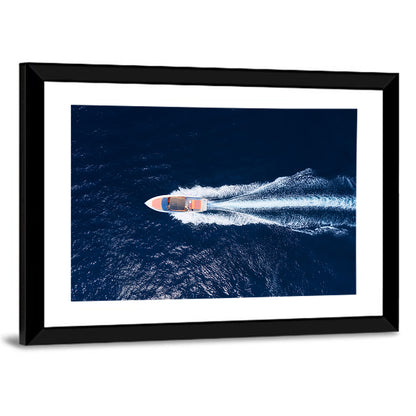 Sleek Speedboat Over Navy Sea Wall Art
