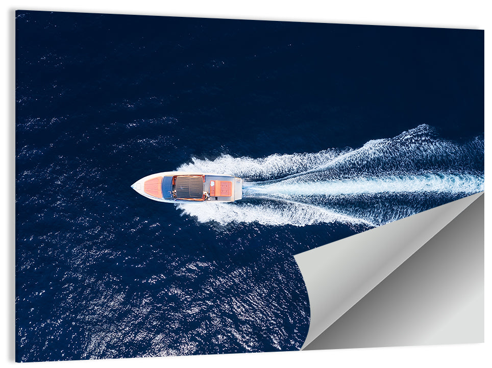 Sleek Speedboat Over Navy Sea Wall Art