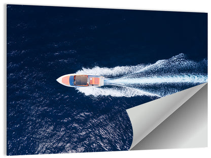 Sleek Speedboat Over Navy Sea Wall Art