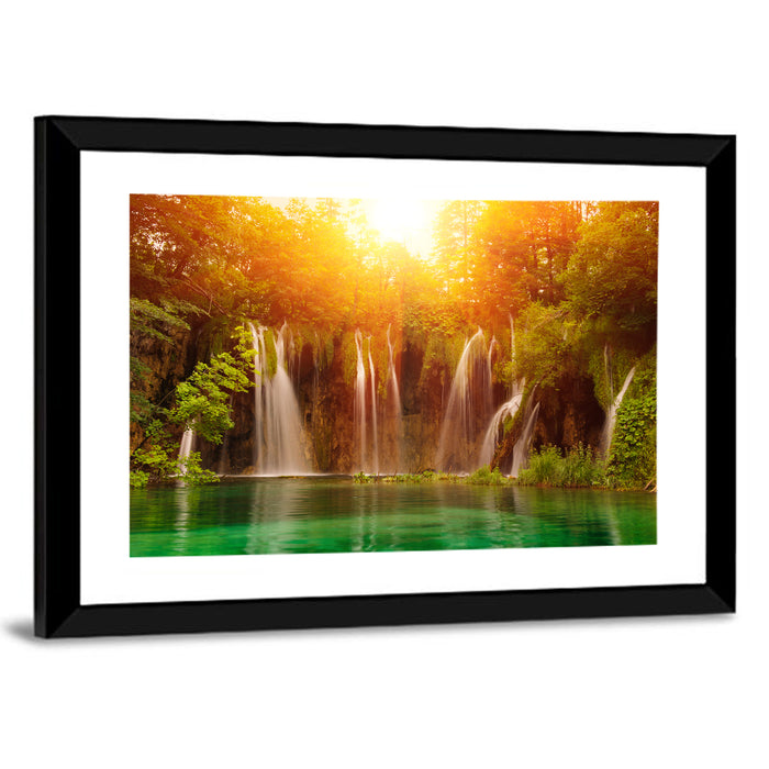 Plitvice Lakes Waterfalls Wall Art as a framed print