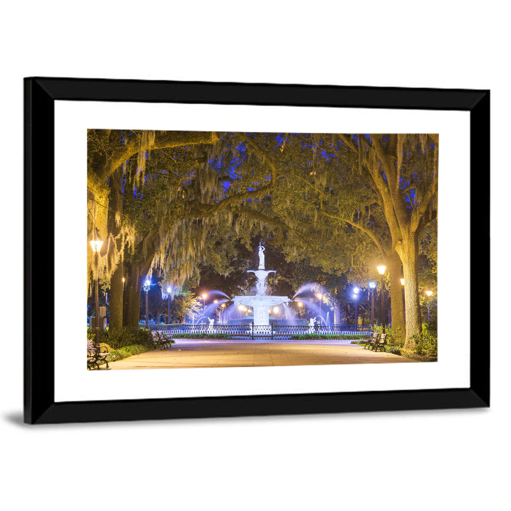 Forsyth Park Fountain at Night Wall Art