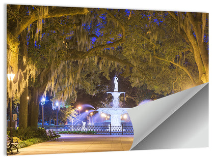 Forsyth Park Fountain at Night Wall Art