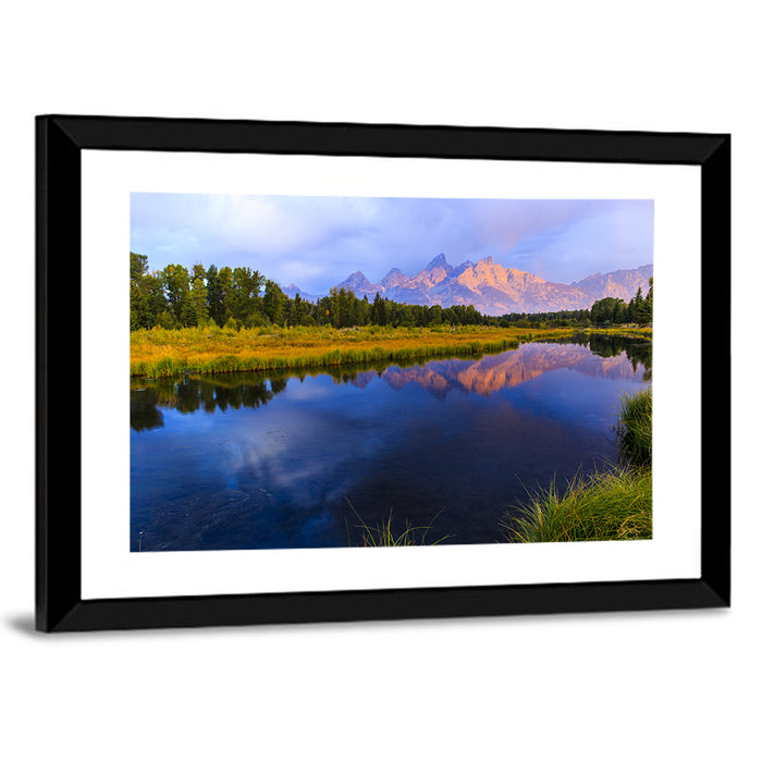 Grand Tetons Sunrise Over Snake River Wall Art as a framed print