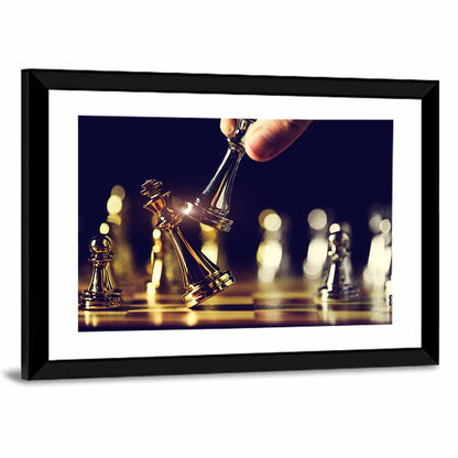 Gold and Silver Chess Closeup Wall Art