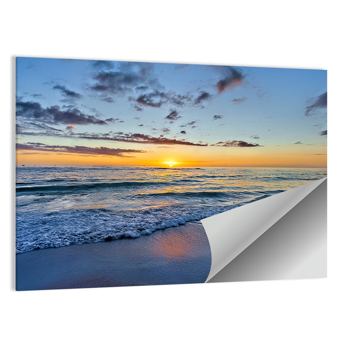 Foamy Waves at Golden Sunset Wall Art as a poster print